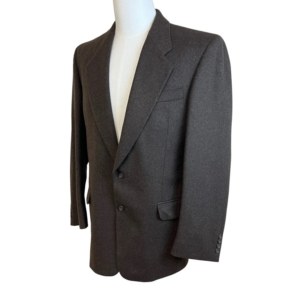 MARK ALEXANDER Dark Brown Cashmere Blazer Jacket Coat‎ Sz 39 L Heritage Luxury